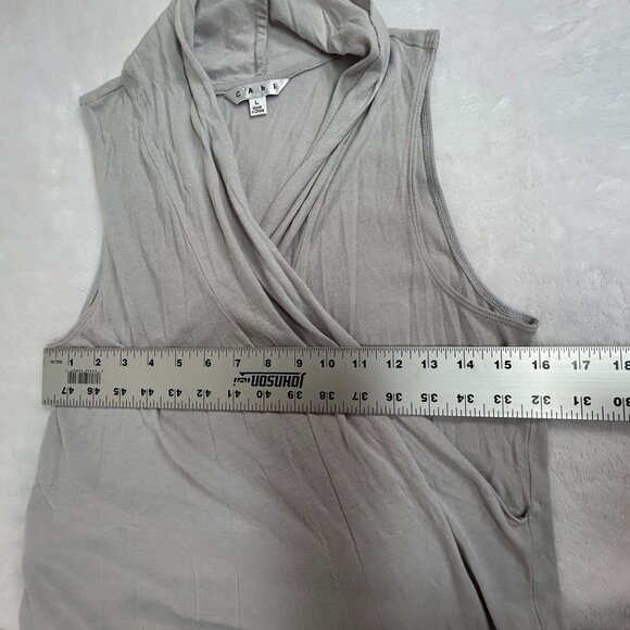 Cabi Womens Drape Faux Wrap Sleeveless Top Large Grey Cotton Casual Style# 377 - Picture 7 of 9